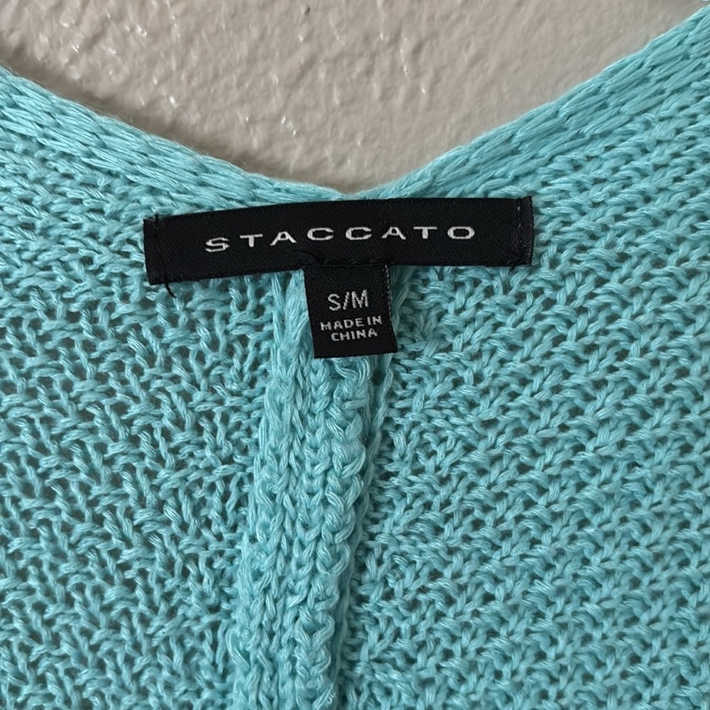 Womens Staccato Dolman Sleeve Lightweight loose knit Sweater Cardigan, Blue, S/M - Picture 3 of 7